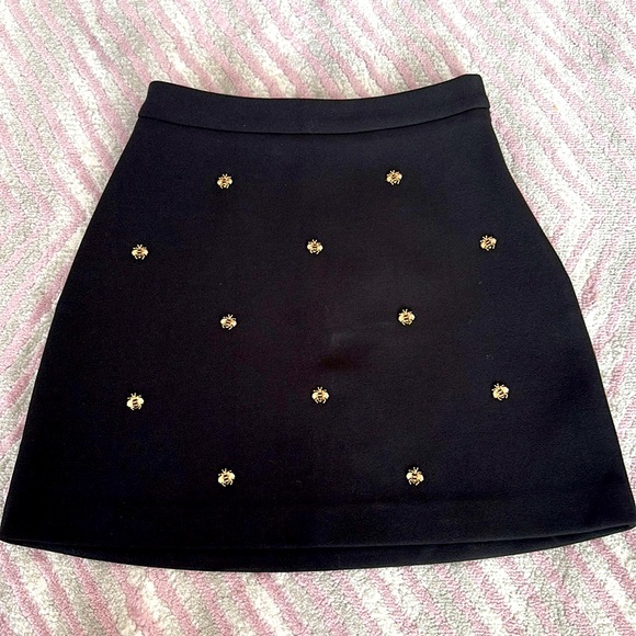 Maje black mini skirt with bee embellished FR size 1 in great condition - Picture 1 of 4